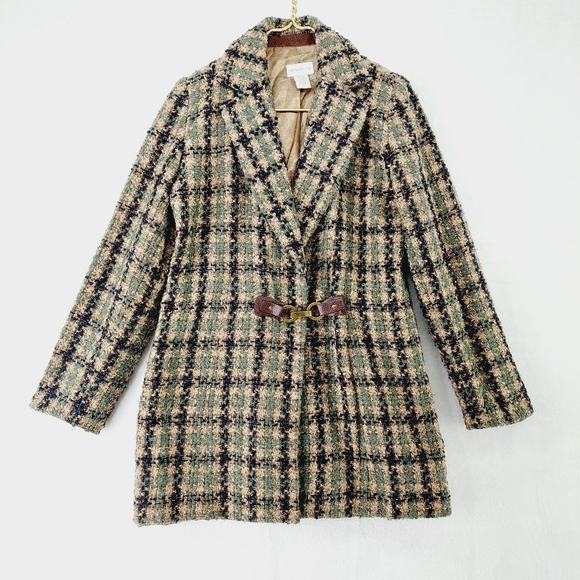 Soft Surroundings Yorkshire Houndstooth Plaid Pea Coat, Size S - Picture 2 of 10
